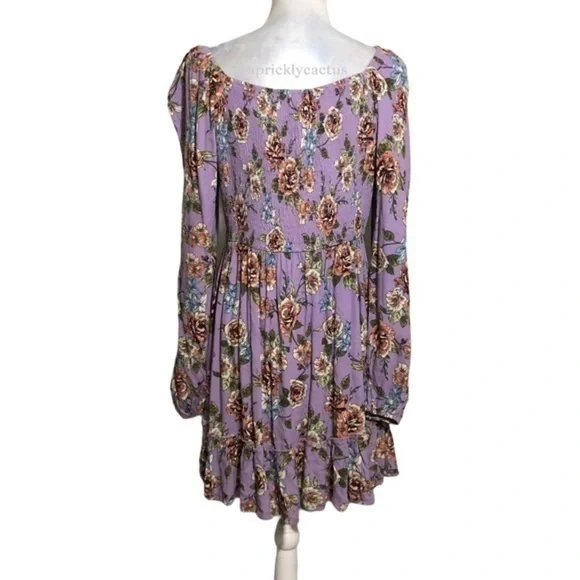 NWOT Xhilaration Lilac Purple Floral Smocked Dress - Picture 12 of 15